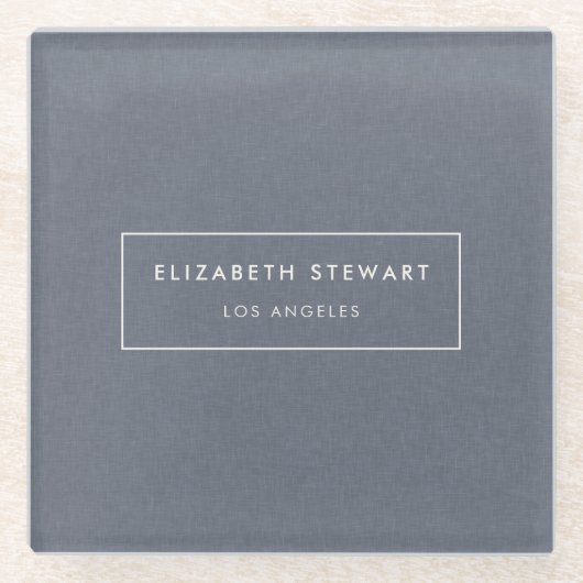 Modern minimalistisch blauw lijnenverhaal glazen onderzetter (Voorkant)