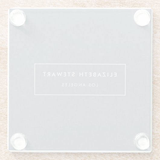 Modern minimalistisch blauw lijnenverhaal glazen onderzetter (Achterkant)