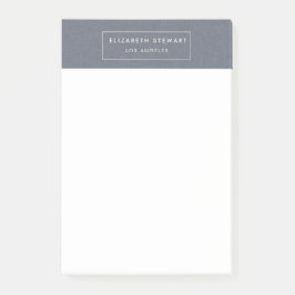 Modern minimalistisch blauw linen en ivoor 4 x 6 i post-it® notes