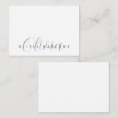 Modern minimalistisch blauw monogram notitiekaartje (Voorkant / Achterkant)