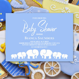 Modern minimalistisch blauw olifant Baby shower Kaart