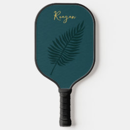 Modern minimalistisch blauw palmblad monogram pickleball paddle