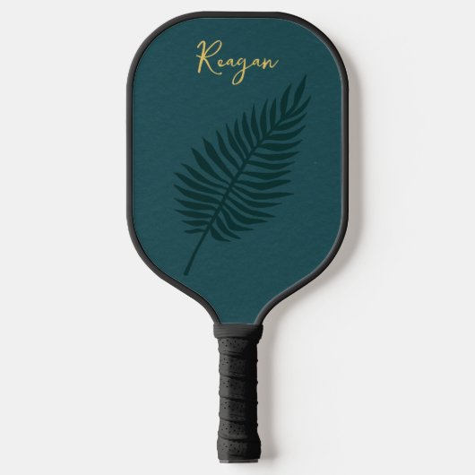 Modern minimalistisch blauw palmblad monogram pickleball paddle (Voorkant)