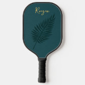 Modern minimalistisch blauw palmblad monogram pickleball paddle (Achterkant)