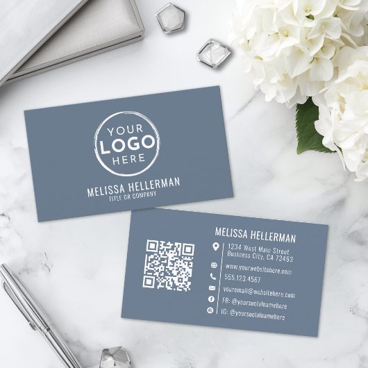 Modern Minimalistisch Blauw Professioneel Logo Visitekaartje