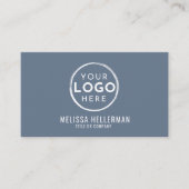 Modern Minimalistisch Blauw Professioneel Logo Visitekaartje (Voorkant)