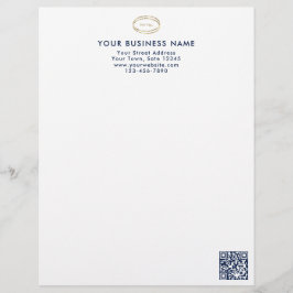 Modern Minimalistisch Blauw QR Code Zakelijk Logo Briefhoofd