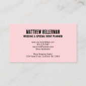 Modern minimalistisch blauw roze monogram visitekaartje (Achterkant)