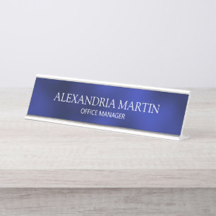 Modern minimalistisch blauw taakennaambordje bureau naambordje