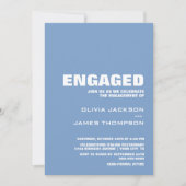 Modern minimalistisch blauw verlovingsfeest kaart (Voorkant)