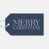 Modern minimalistisch blauw vrolijk kerstfeest cadeaulabel (Achterkant Horizontaal)