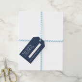 Modern minimalistisch blauw vrolijk kerstfeest cadeaulabel (Met Touw)