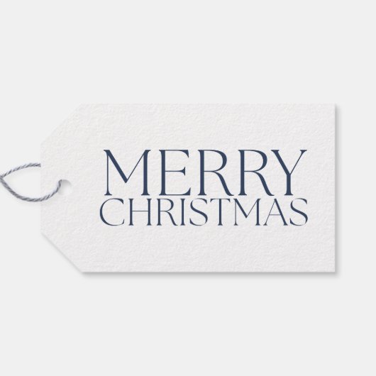 Modern minimalistisch blauw vrolijk kerstfeest cadeaulabel (Achterkant Horizontaal)