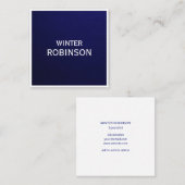 Modern minimalistisch blauw wit professionele midd vierkante visitekaartje (Voorkant / Achterkant)