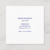 Modern minimalistisch blauw wit professionele midd vierkante visitekaartje (Achterkant)