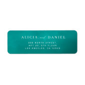 Modern minimalistisch blauwgroen blauw bruiloft re etiket (Voorkant)