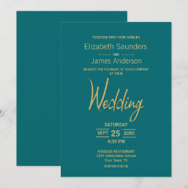 Modern minimalistisch Blauwgroen goudhuwelijk Kaart