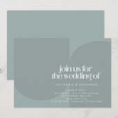 Modern minimalistisch Blauwgroen huwelijk met een Kaart (Voorkant / Achterkant)