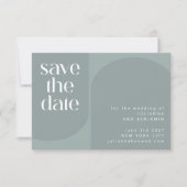 Modern minimalistisch Blauwgroen huwelijk met een Save The Date (Voorkant)