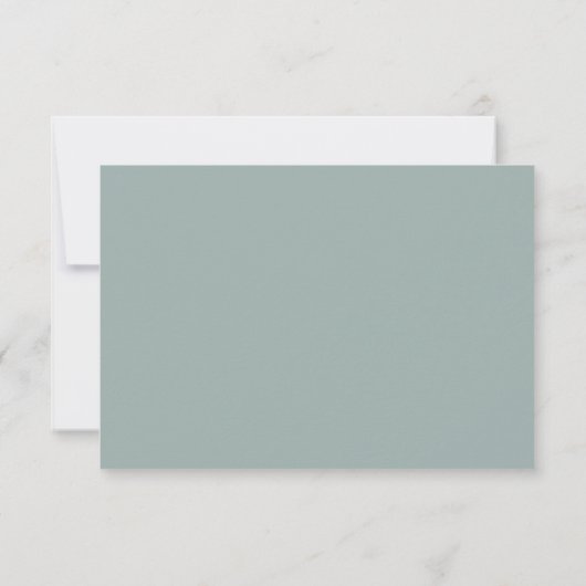 Modern minimalistisch Blauwgroen huwelijk met een Save The Date (Achterkant)