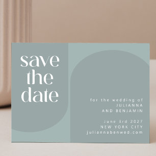 Modern minimalistisch Blauwgroen huwelijk met een  Save The Date