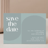 Modern minimalistisch Blauwgroen huwelijk met een Save The Date
