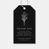 Modern minimalistisch bloemboeket zwart bruiloft cadeaulabel (Achterkant)