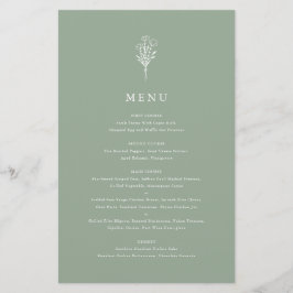 Modern Minimalistisch Bloemen Salie Groen Menu Kaa