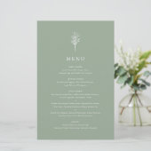 Modern Minimalistisch Bloemen Salie Groen Menu Kaa (Staand voorkant)