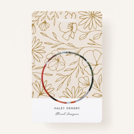 Modern minimalistisch bloemengoud patroon badge (Voorkant)
