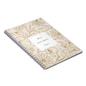 Modern Minimalistisch Bloemenpatroon Goud en Crème Notitieboek (Rechterzijde)