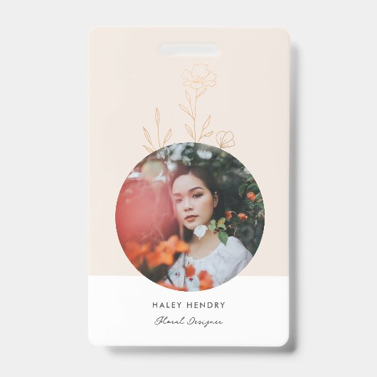 Modern minimalistisch bloemgoud badge (Voorzijde)