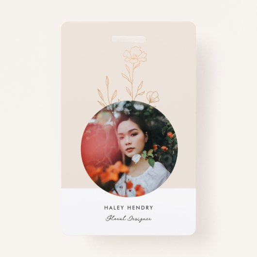 Modern minimalistisch bloemgoud badge (Voorkant)