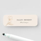 Modern minimalistisch bloemgoud naamplaatje (In situ)