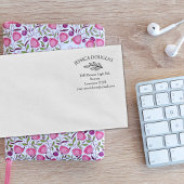 Modern minimalistisch bloemig, retouradres op maat rubberstempel