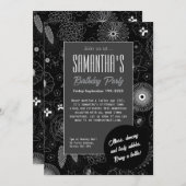 Modern minimalistisch bloemmotief blauw en paars kaart (Voorkant / Achterkant)