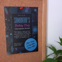 Modern minimalistisch bloemmotief blauw en paars