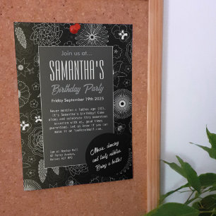 Modern minimalistisch bloemmotief blauw en paars kaart