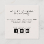 Modern minimalistisch Blush en Black Vierkante Visitekaartje (Achterkant)