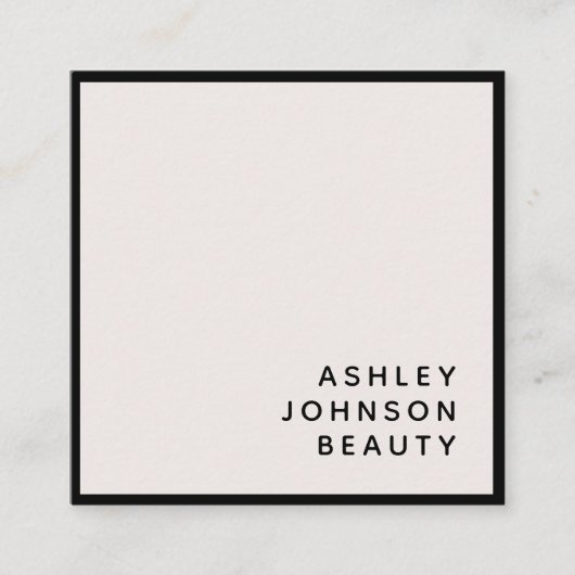 Modern minimalistisch Blush en Black Vierkante Visitekaartje (Voorkant)