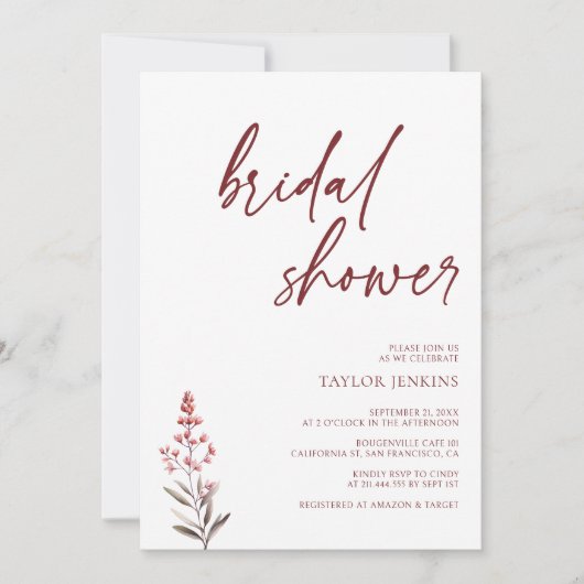 Modern & minimalistisch: Blush Floral Vrijgezellen Kaart (Voorkant)