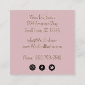 Modern, minimalistisch blush roze en Roos goud Vierkante Visitekaartje (Achterkant)