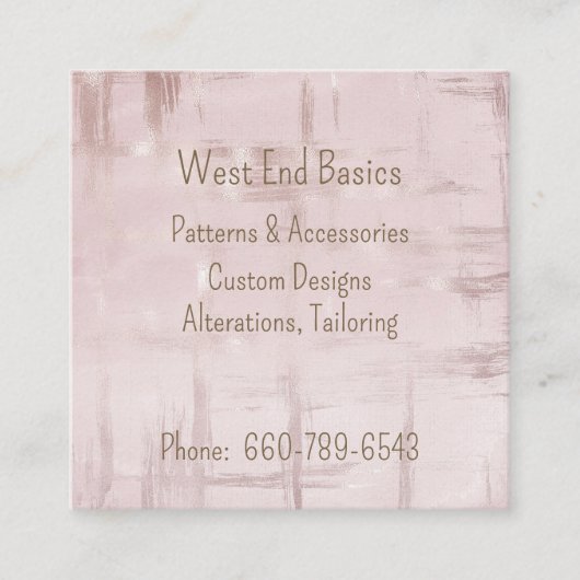 Modern, minimalistisch blush roze en Roos goud Vierkante Visitekaartje (Voorkant)