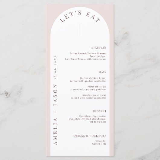 Modern minimalistisch Bohemian Arch Menu (Voorkant)