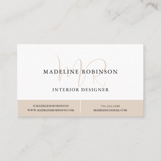 Modern Minimalistisch Boho Beige Script Visitekaartje (Achterkant)