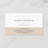 Modern Minimalistisch Boho Beige Script Visitekaartje (Achterkant)