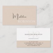 Modern Minimalistisch Boho Beige Script Visitekaartje (Voorkant / Achterkant)