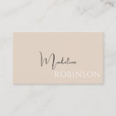 Modern Minimalistisch Boho Beige Script Visitekaartje (Voorkant)