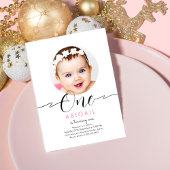 Modern minimalistisch boho script 1e verjaardag kaart