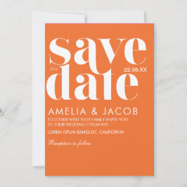 Modern minimalistisch Bold fun Bright Oranje bruil Save The Date